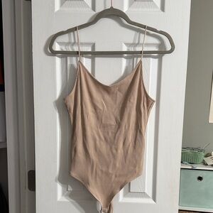 H&M Nude/Tan Ribbed Spaghetti Strap Bodysuit